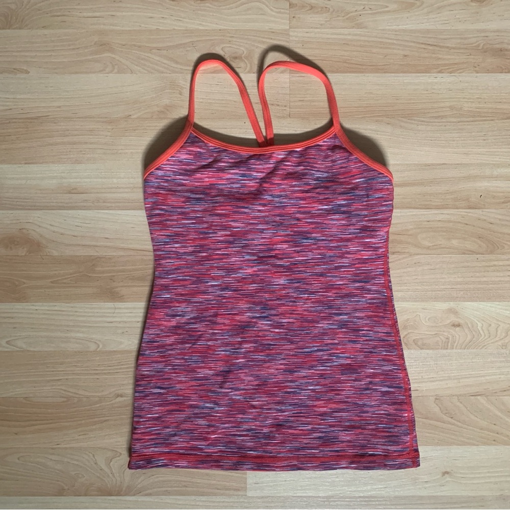 Lululemon Athletica Multicolor Strappy Active Tank Top with Built In Bra Size 6